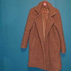 WOVEN HEART FAUX FUR LONG COAT